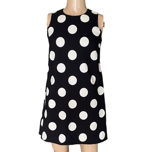 Zoe black with large polka dot dress